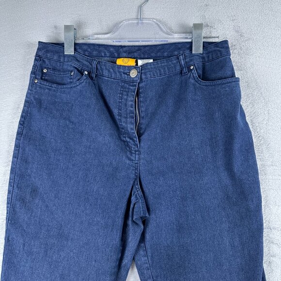 Ruby Rd. Cropped Jeans Womens Size 14 Studded Ankle Slit Medium Wash Blue - Picture 3 of 12